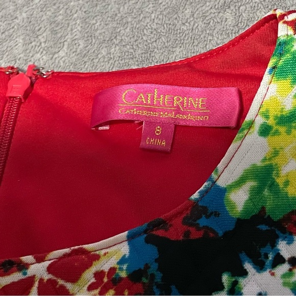 Catherine Malandrino quilted fit and flare dress size 8 white with splatter - Picture 3 of 6